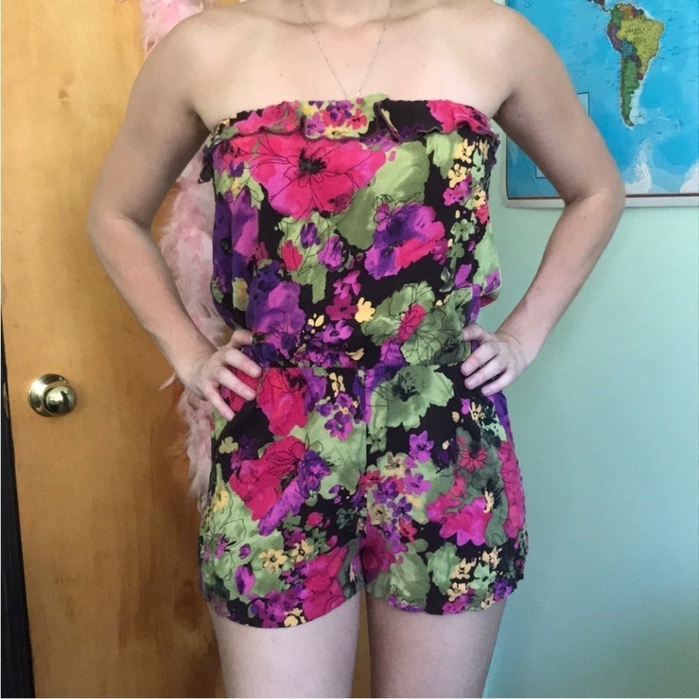 Floral Strapless Romper